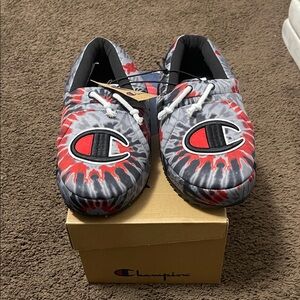 Men’s Champion University Slippers Red and Gray Sneakers